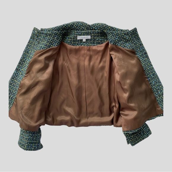 Anna Marie Rice Pita Vintage Wool Tweed Crop Blazer Jacket Blue/Green Women's 2 - Picture 4 of 12